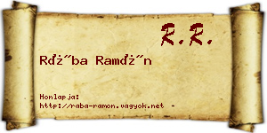 Rába Ramón névjegykártya
